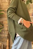Charli Circle Knit Top Deep Khaki 